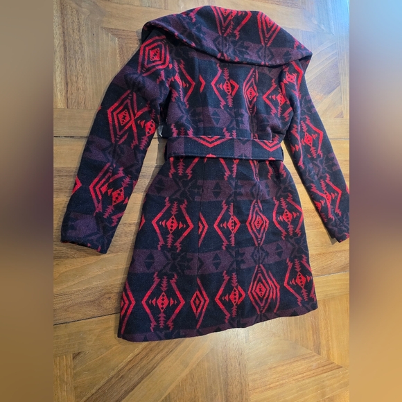 BB DAKOTA Southwest Aztec Coat Wrap Davida Black Jacket Sz Medium Tribal Print - Picture 12 of 12